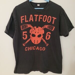 Flatfoot 56 Band Tee Mens Large Black Chicago Tultex Punk Rock Hockey Mask